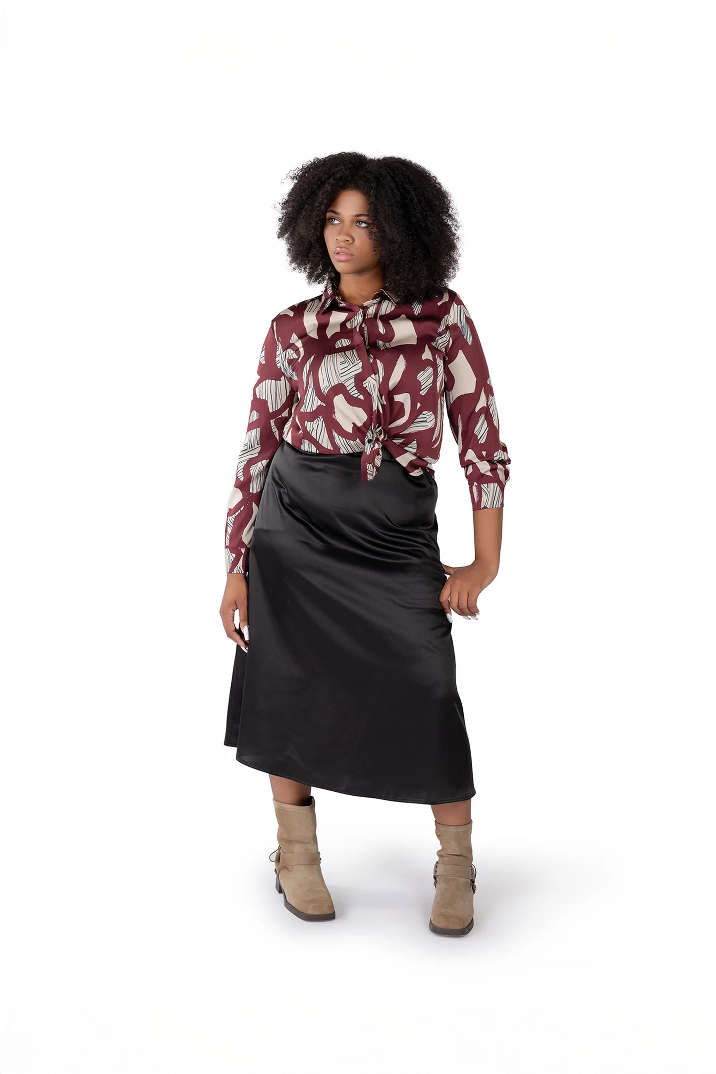 CODE APPAREL - SATIN PRINT SHIRT