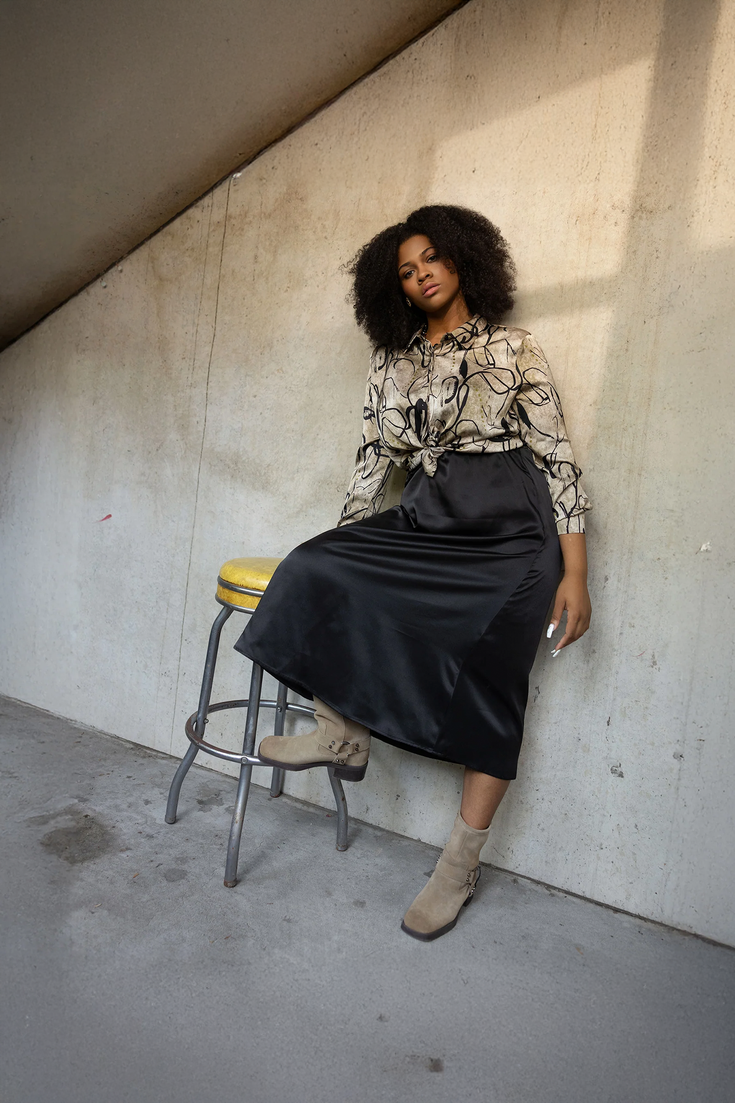 CODE APPAREL - SATIN PRINT SHIRT