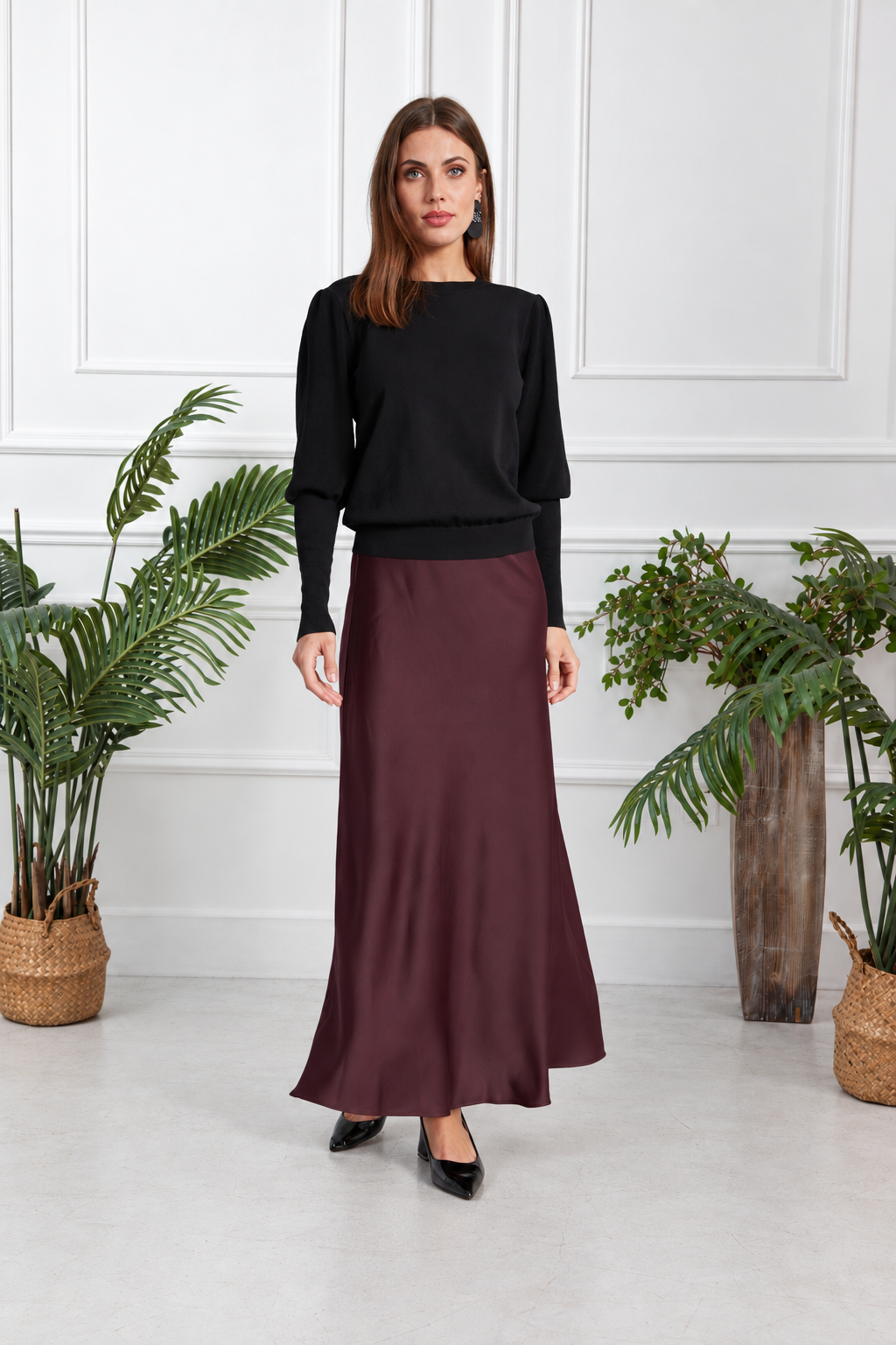COSMO SLIP SKIRT - BURGUNDY