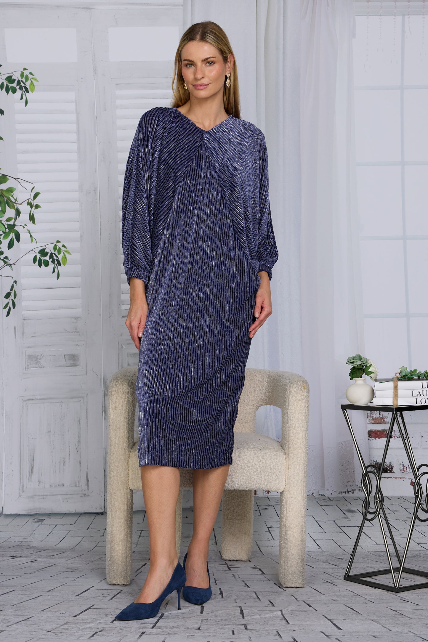 JANELLE DRESS - NAVY VELVET