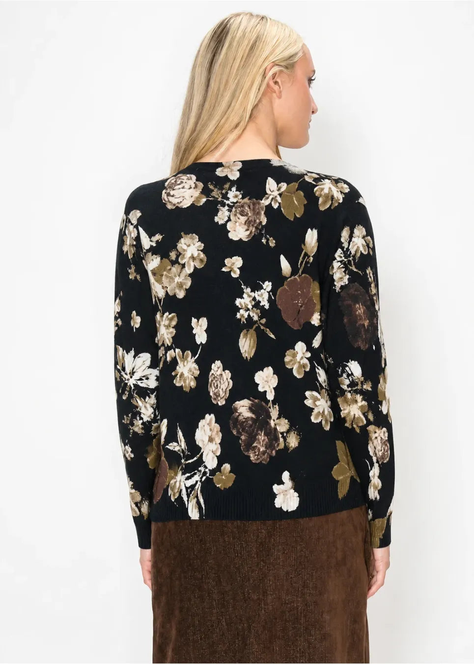 YAL - PAINTED FLORAL PULLOVER SWEATER