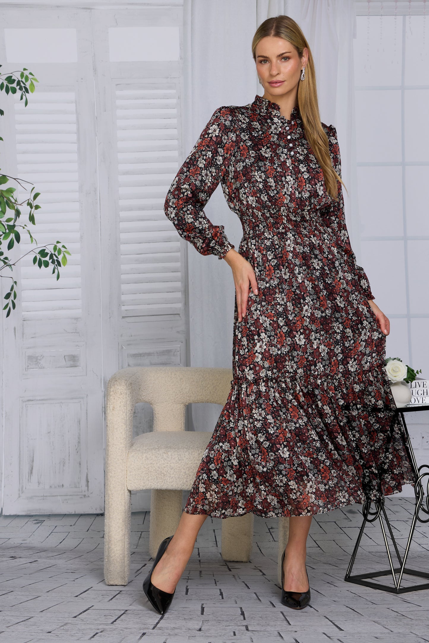 MAUI DRESS - WINE FLORAL