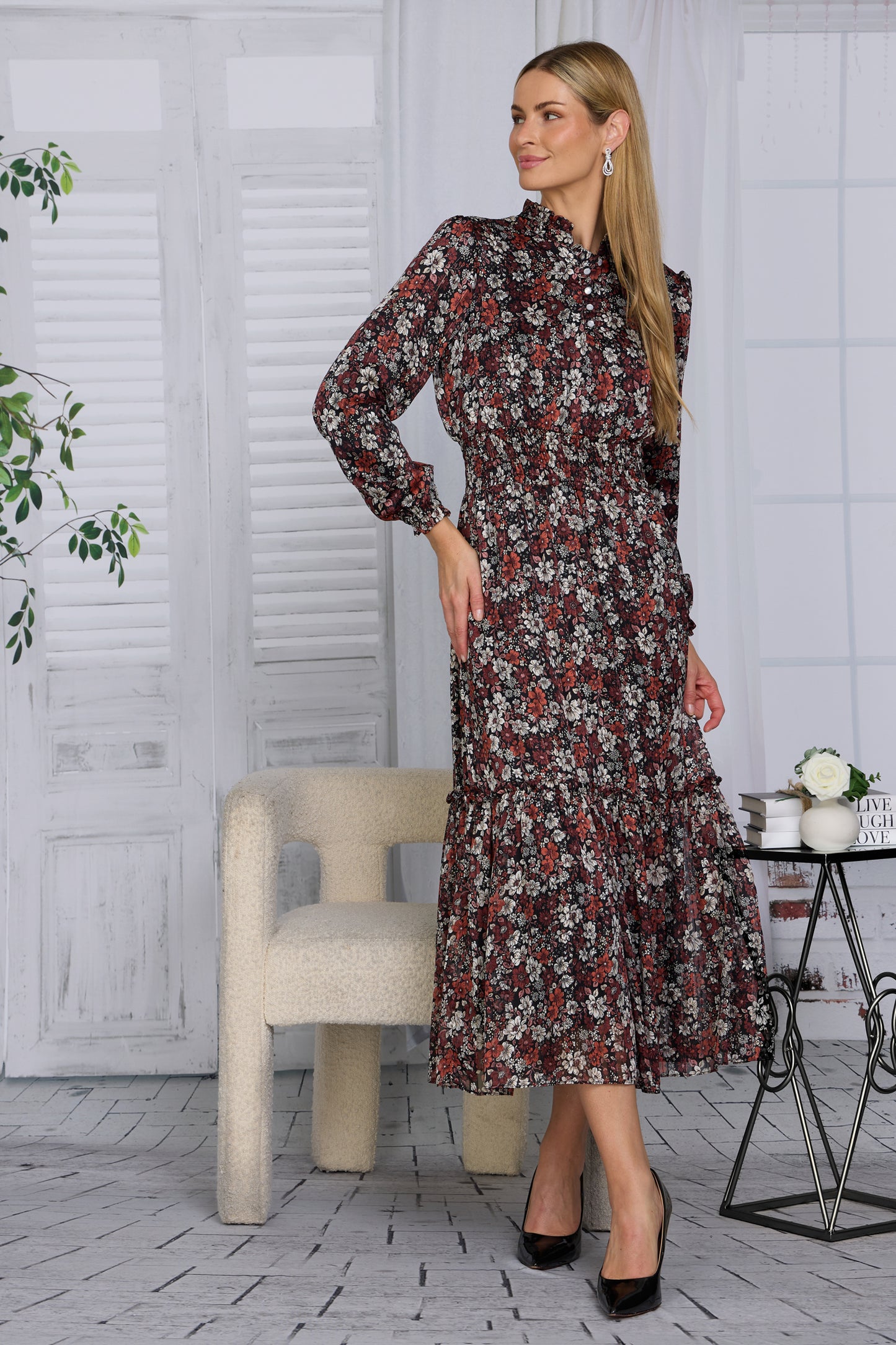 MAUI DRESS - WINE FLORAL