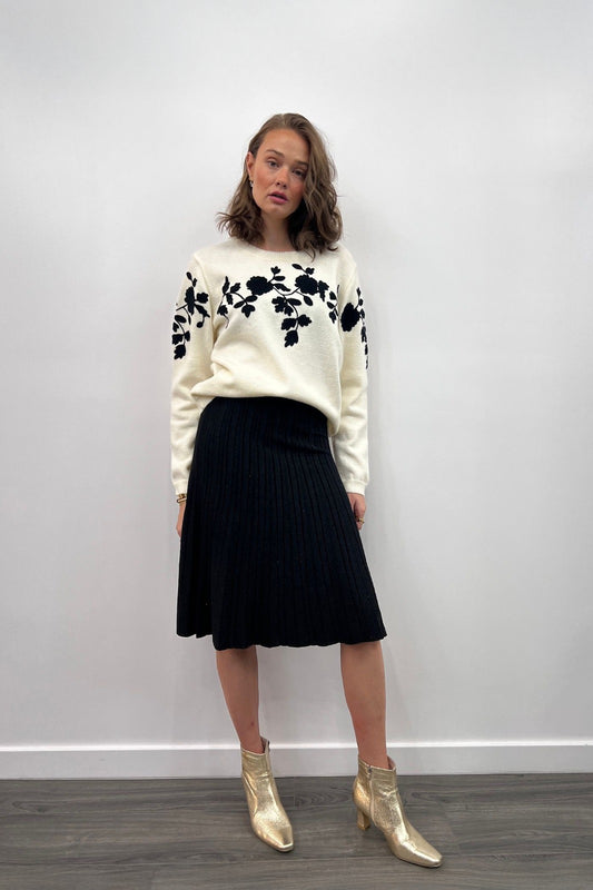 SOHO LOOM SWEATER - IVORY/BLACK FLORAL