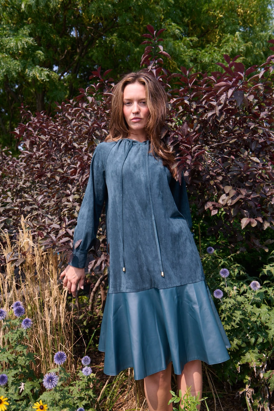 SEWLIP - SUEDE LEATHER COMBO DRESS