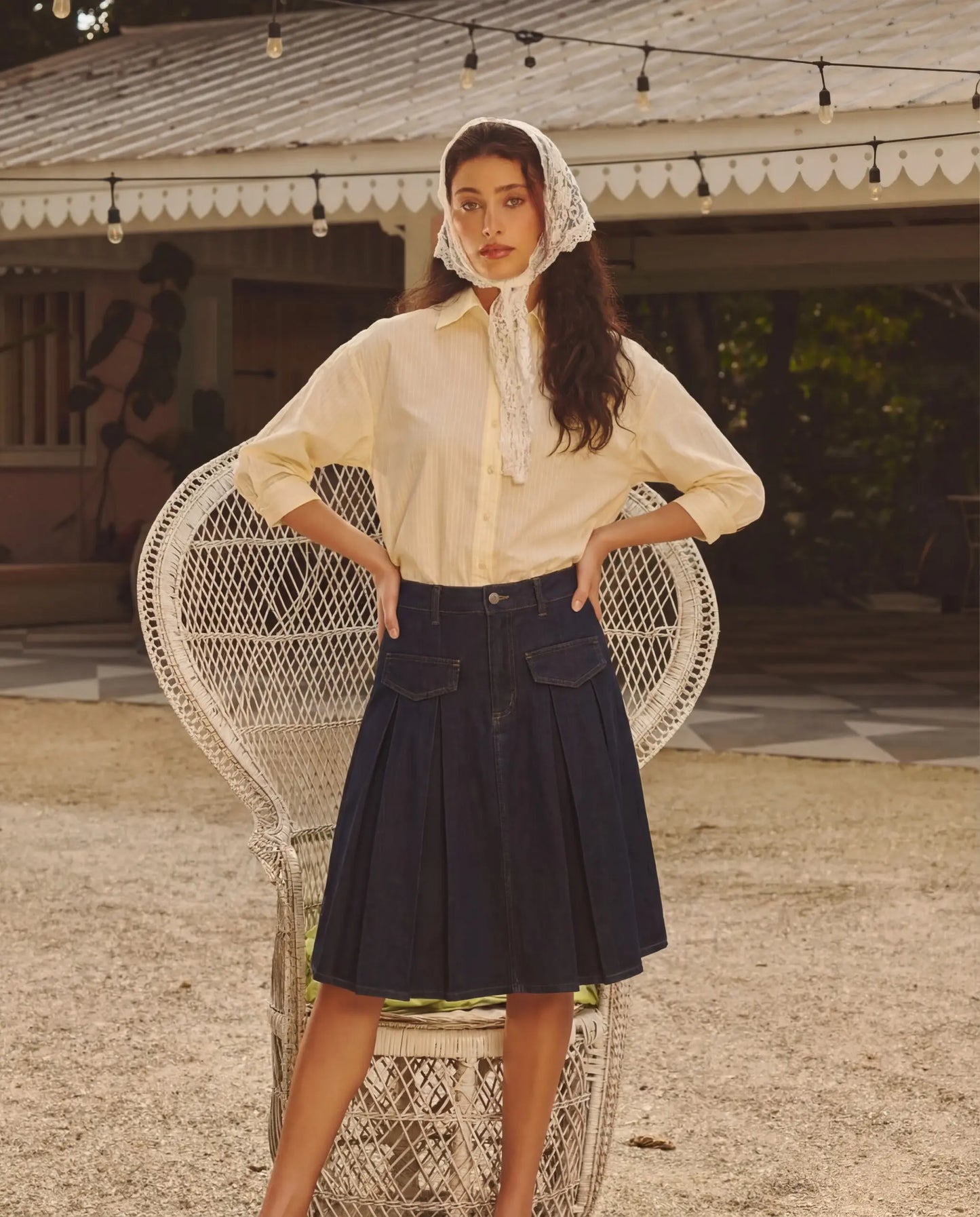 CB - JEANS PLEATED SKIRT