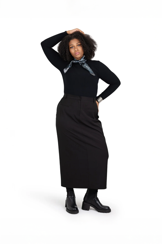 CODE APPAREL - CREPE STRAIGHT SKIRT