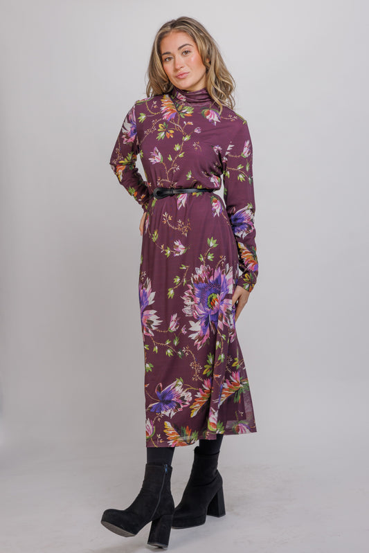 IVEE - MESH PRINT TURTLENECK DRESS