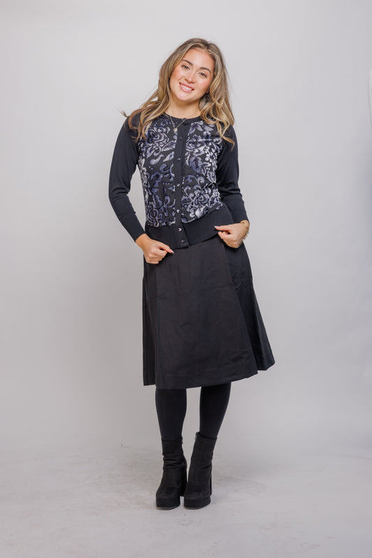 IVEE - VELVET BURNOUT FLOWER CARDIGAN