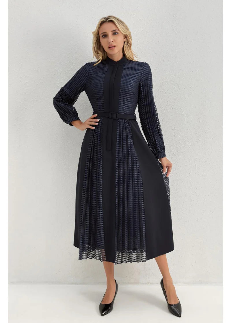 MISS FINCH NYC - NAVY BLOOM MIDI DRESS