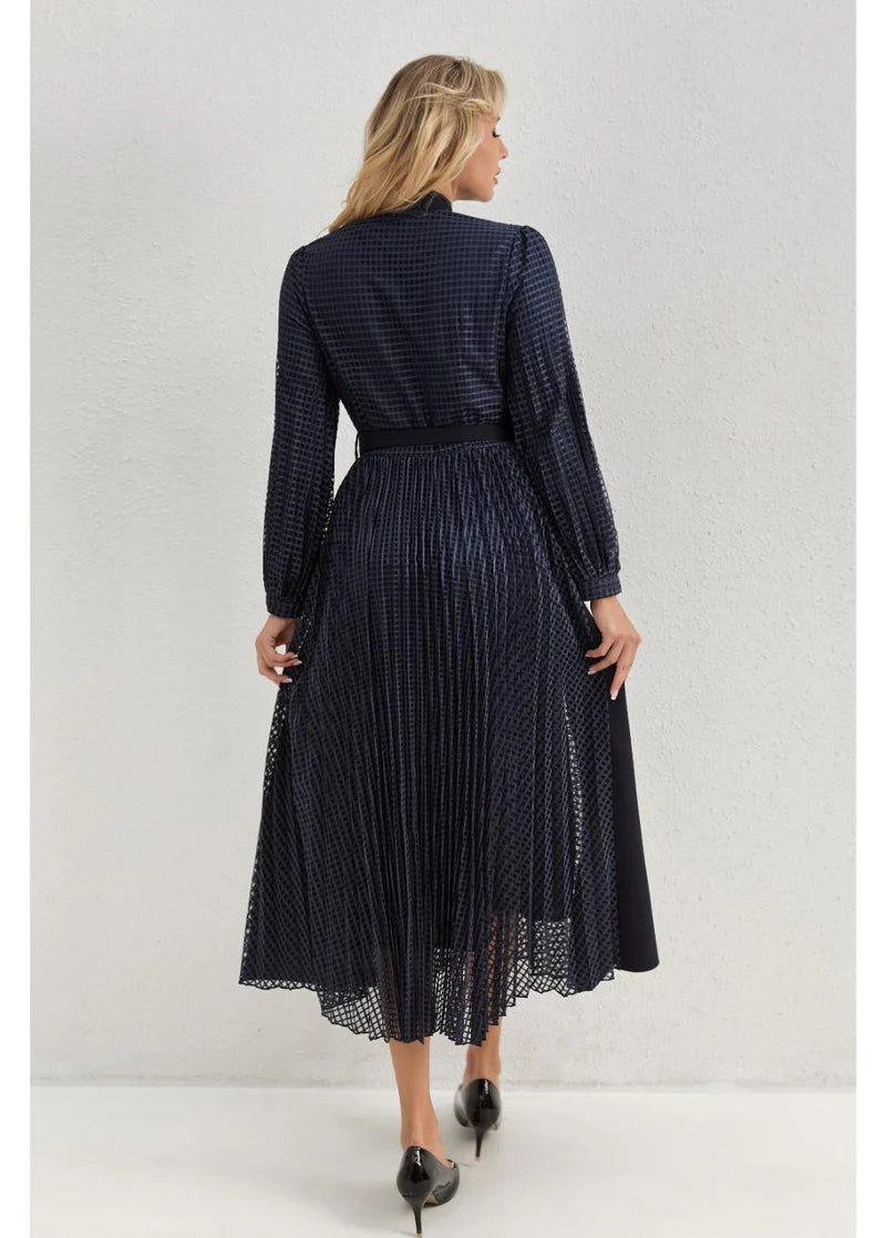 MISS FINCH NYC - NAVY BLOOM MIDI DRESS