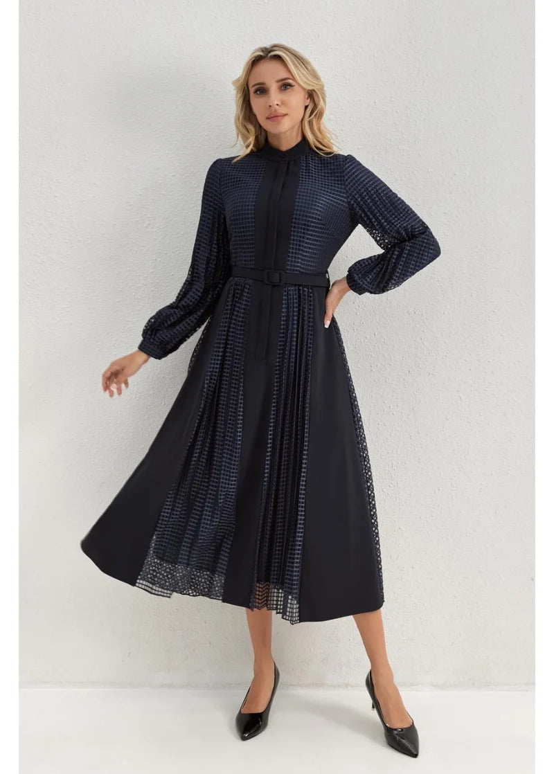 MISS FINCH NYC - NAVY BLOOM MIDI DRESS