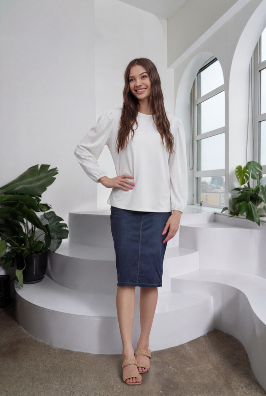 IVEE - RIBBED SLEEVE T-SHIRT