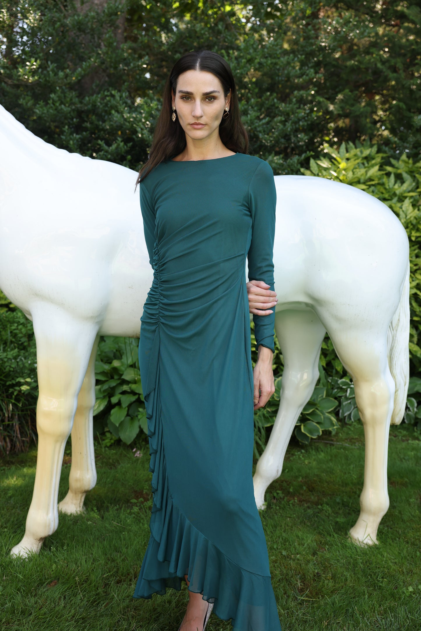 JANET DRESS - HUNTER SOLID