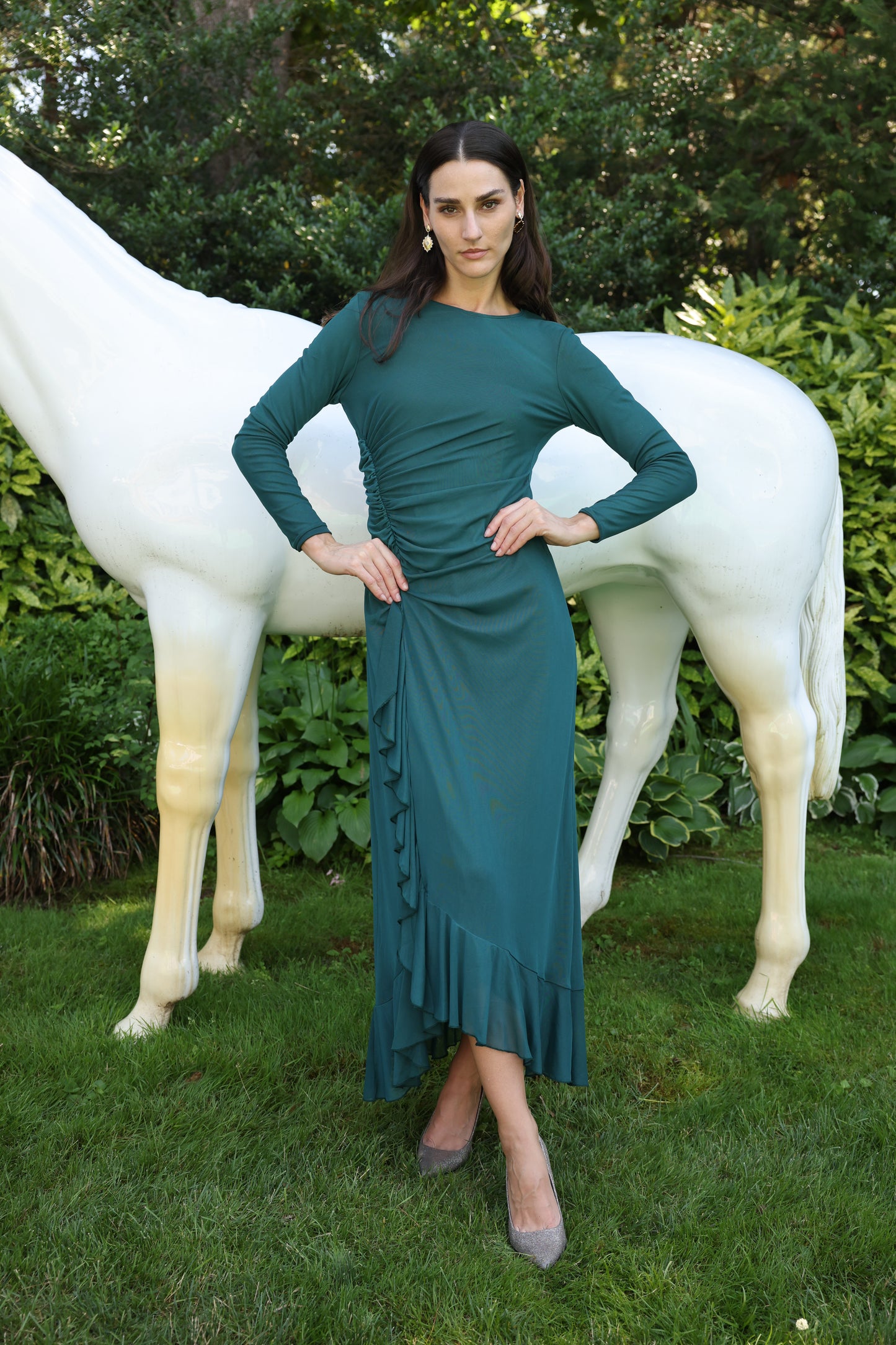JANET DRESS - HUNTER SOLID