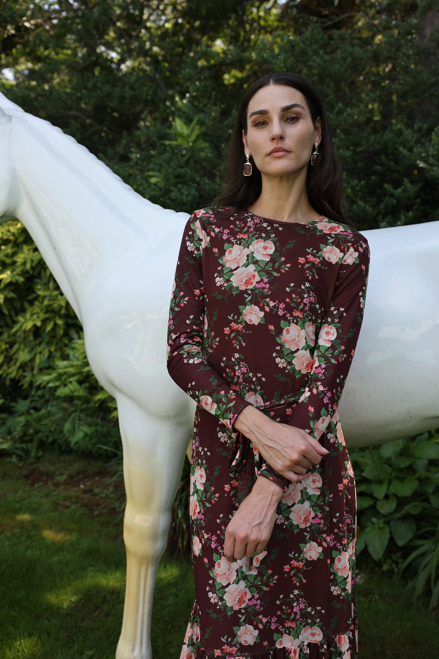 LUMA DRESS - MOCHA FLORAL