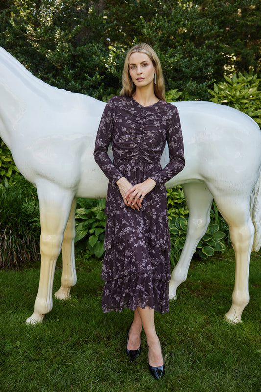 AURORA DRESS - WINE FLORAL