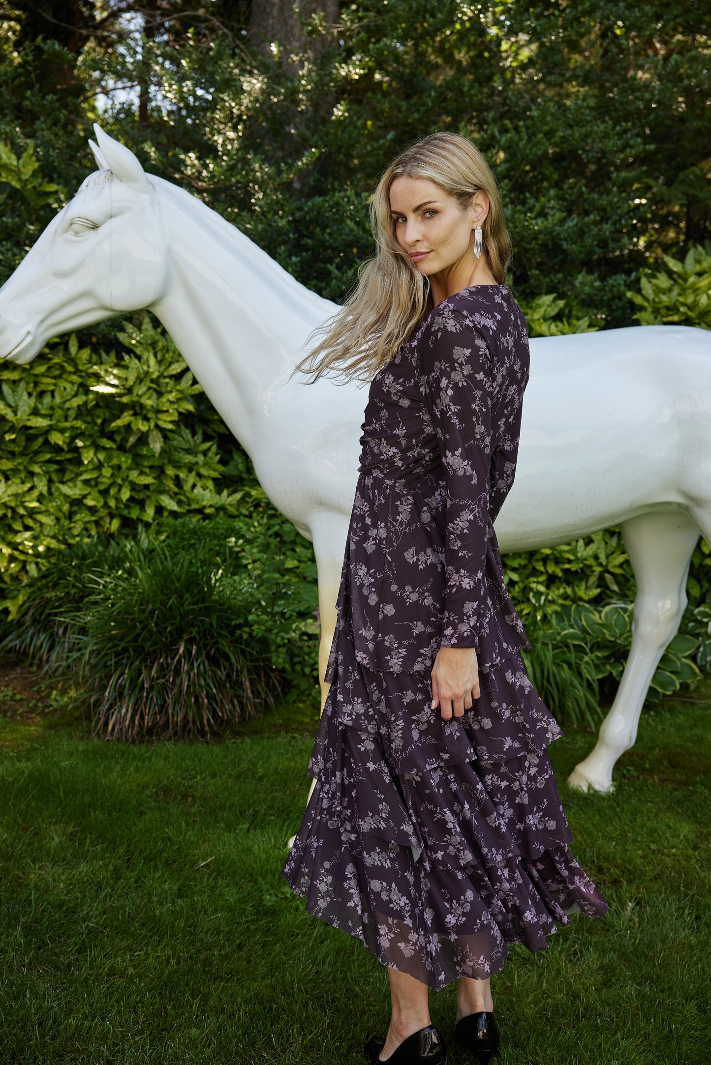 AURORA DRESS - WINE FLORAL