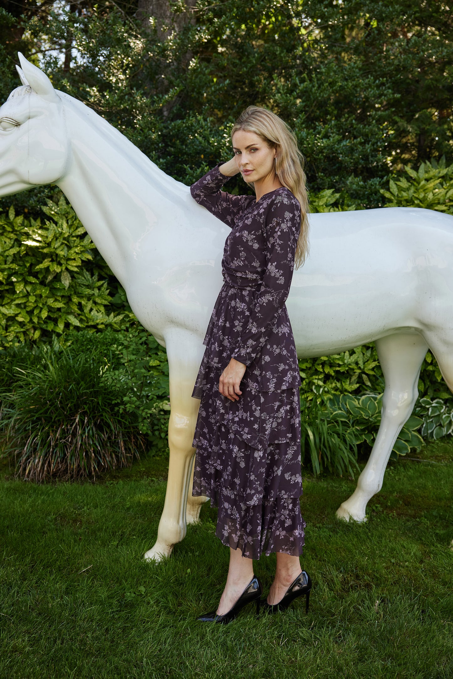 AURORA DRESS - WINE FLORAL