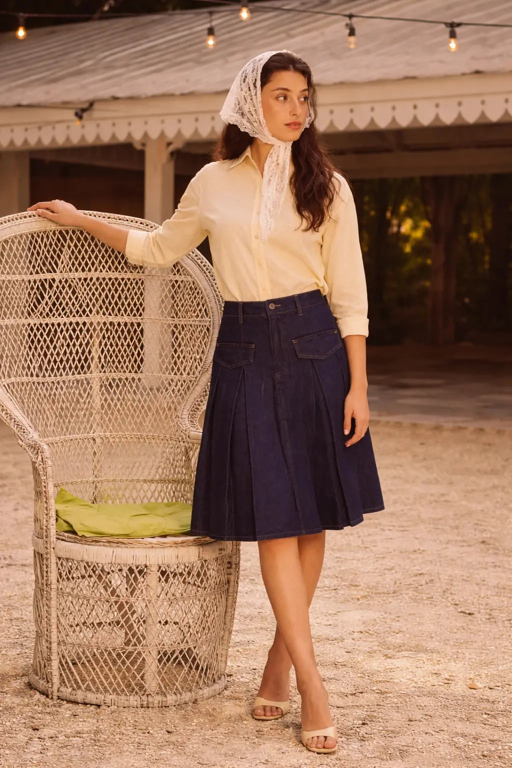 CB - JEANS PLEATED SKIRT