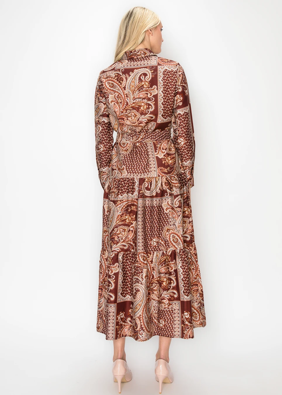 YAL - BURGUNDY PAISLEY SHIRT DRESS