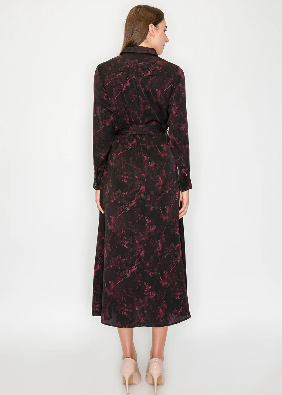 YAL - LEAF SHIMMER BELTED DRESS