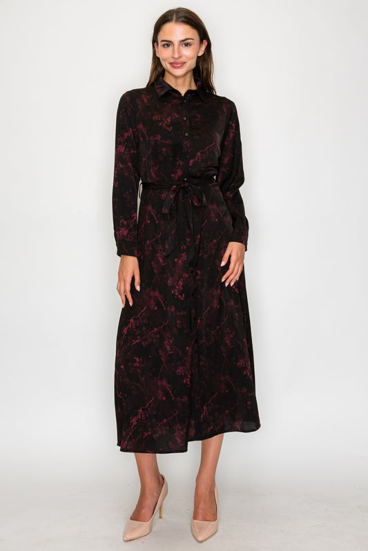 YAL - LEAF SHIMMER BELTED DRESS