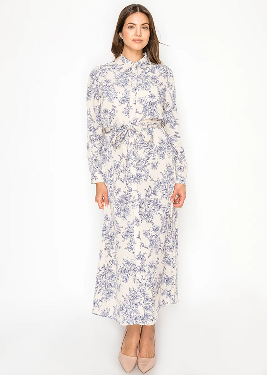 YAL - SOFT PRINTED DRESS WITH BELT