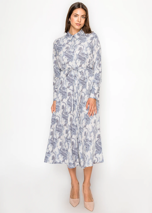 YAL - GREY WAVE PRINT DRESS