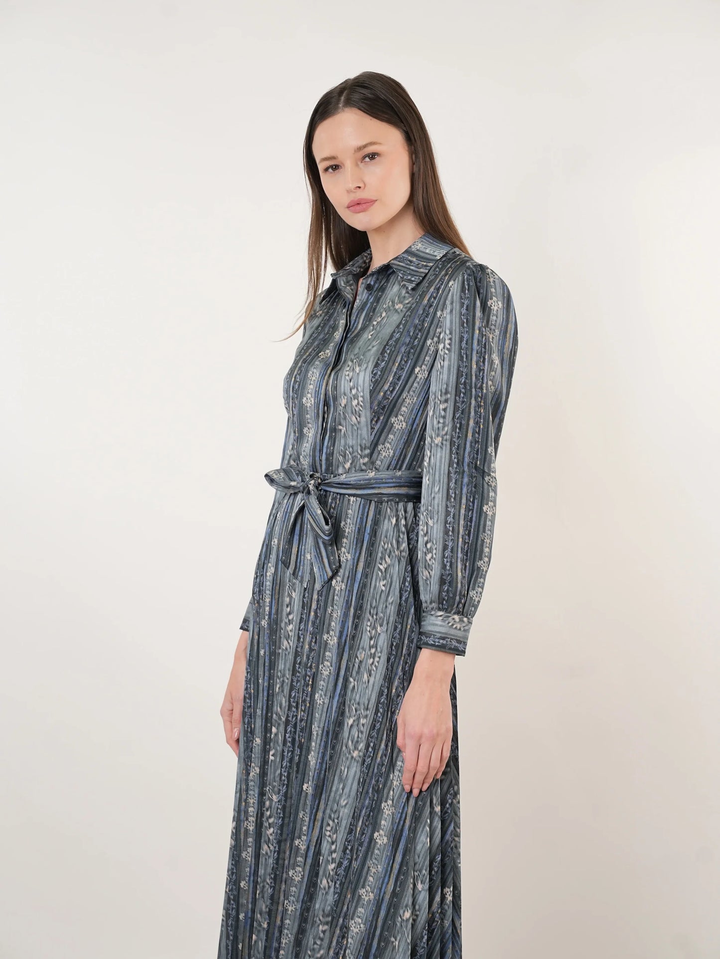 JOHN ABGIN - SATIN PLEATED SHIRT DRESS