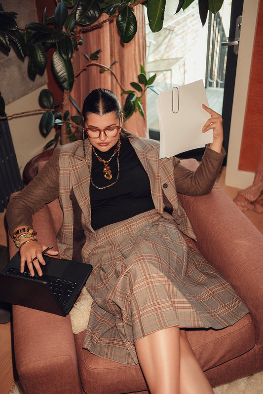 CODE - POWER PLEAT SKIRT PLAID