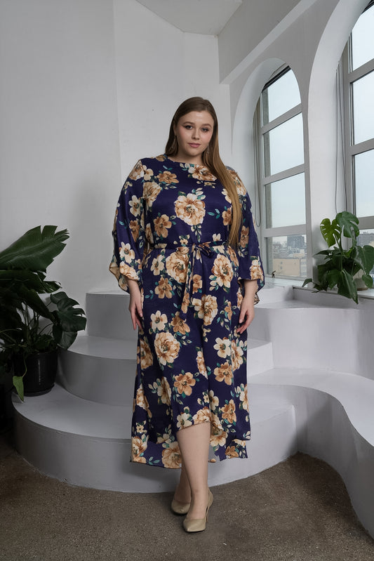 FREYA DRESS PLUS - NAVY FLORAL