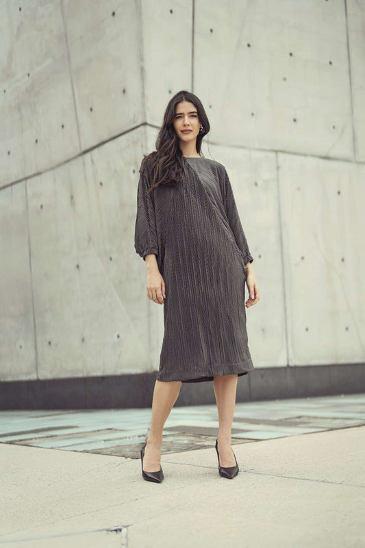 JANELLE - GREY PLEATED