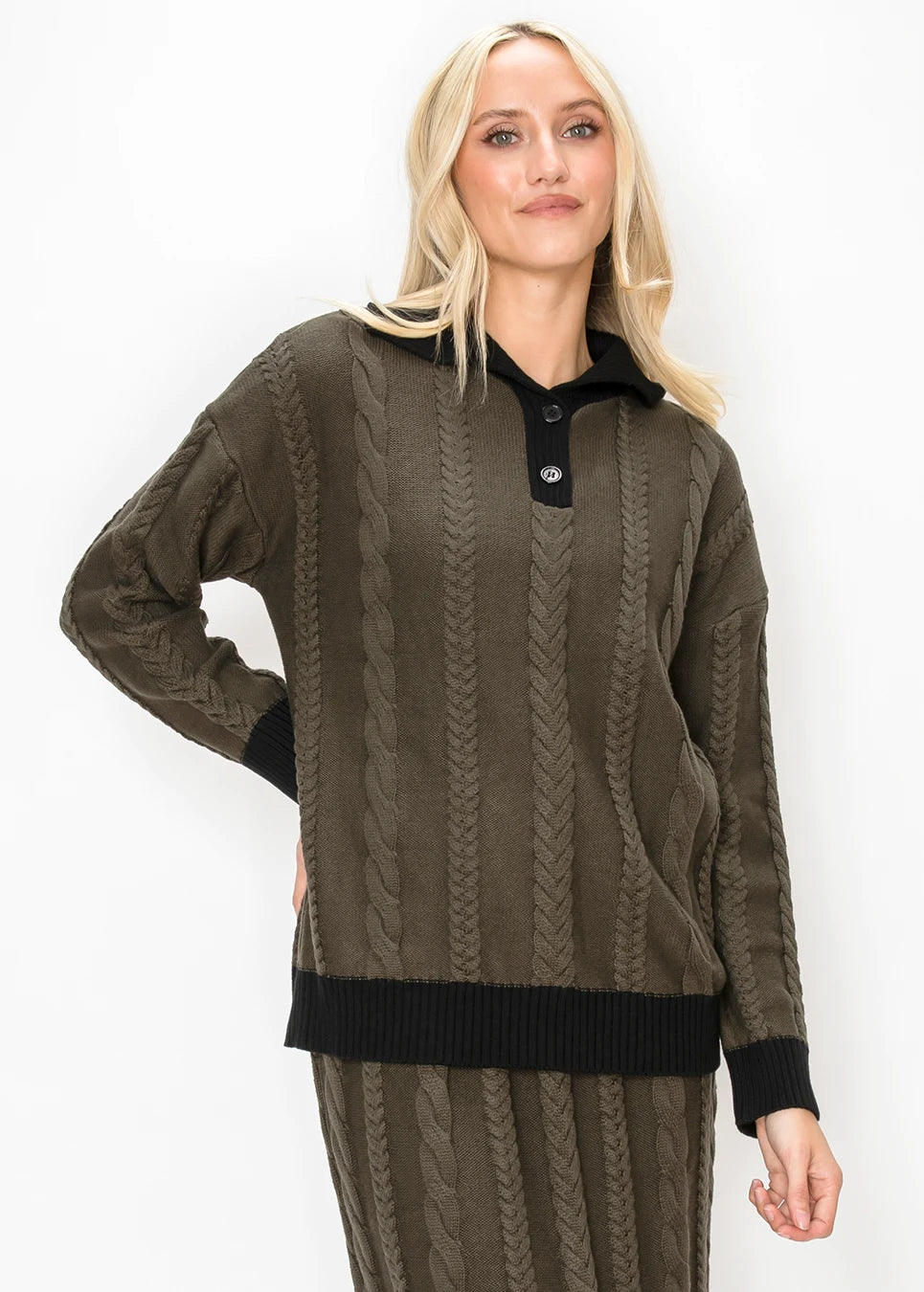 YAL - COLLARED CABLE SWEATER
