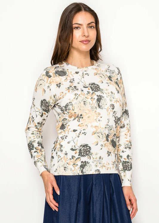 YAL - FLOWER PRINT CREW PULLOVER