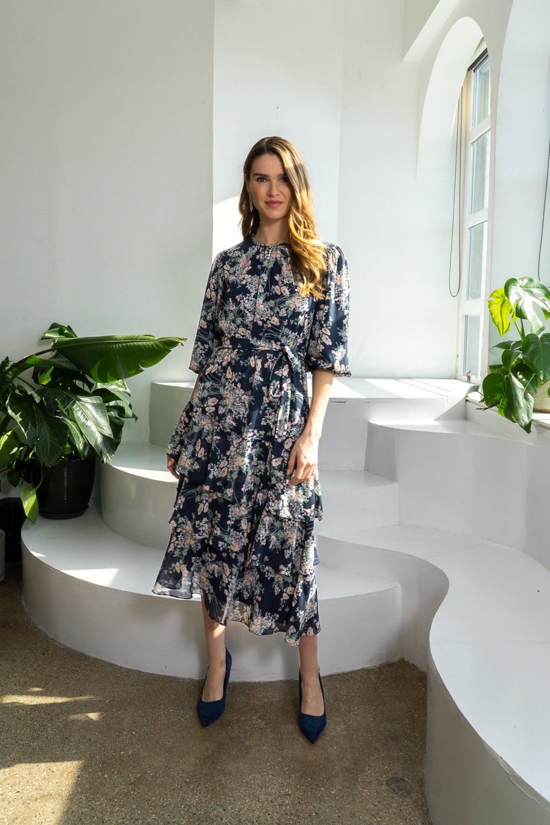 RAQUEL DRESS - NAVY FLORAL