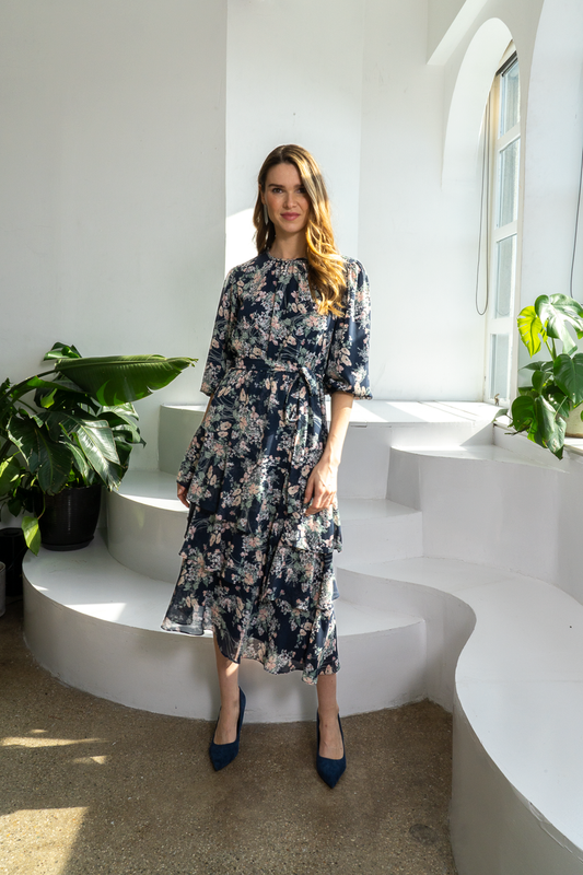 RAQUEL DRESS - NAVY FLORAL