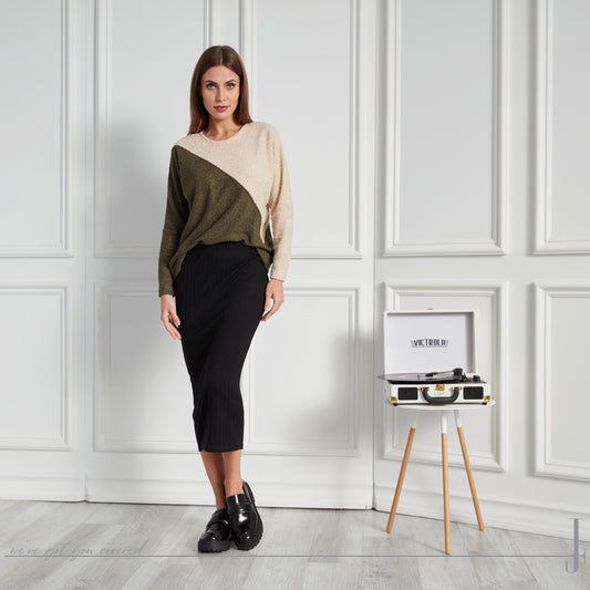 MARLA TOP - OLIVE/IVORY