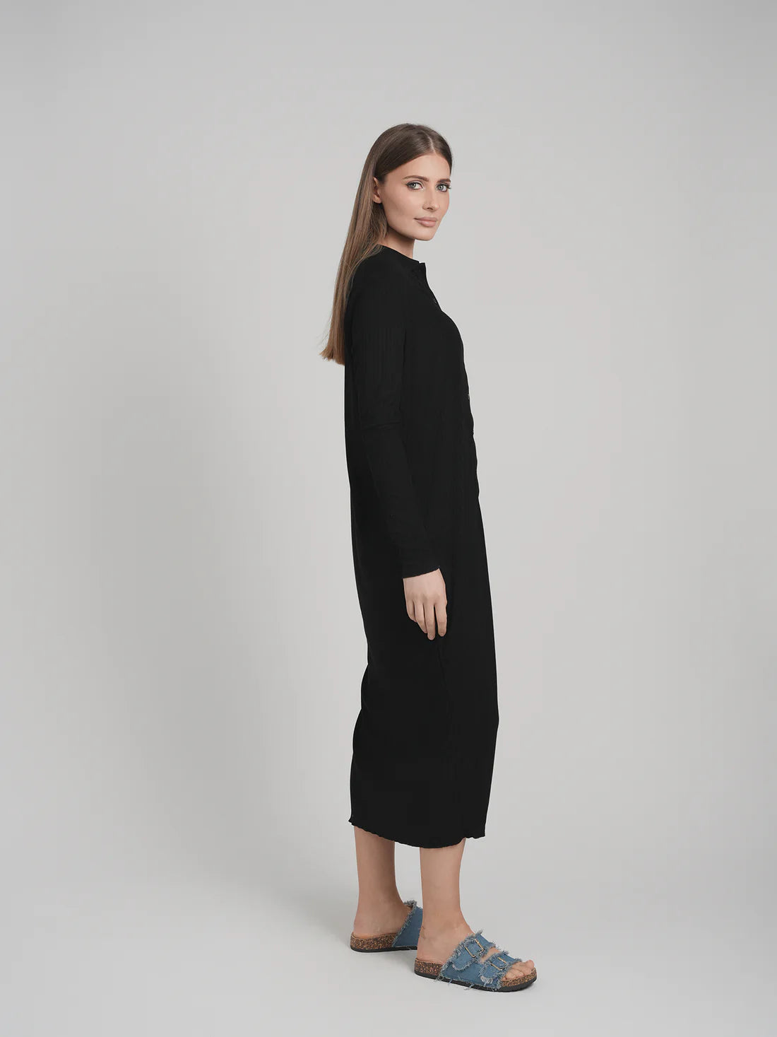 MAYAS - RIBBED BUTTON DOWN DRESS