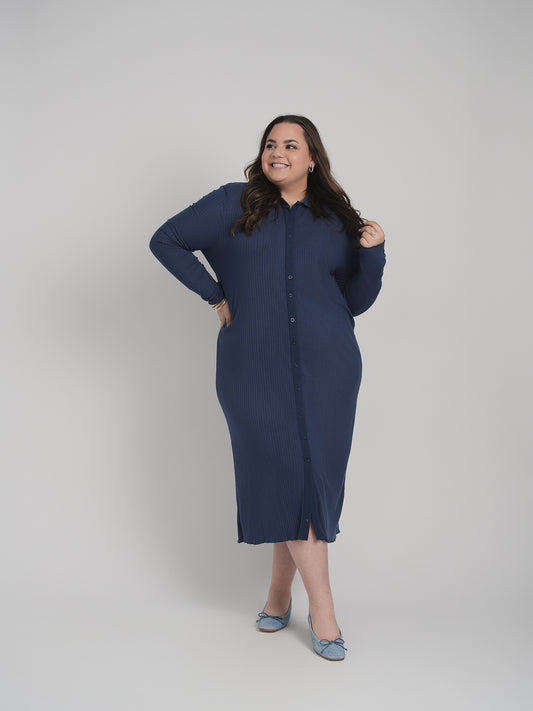 MAYAS - RIBBED BUTTON DOWN DRESS