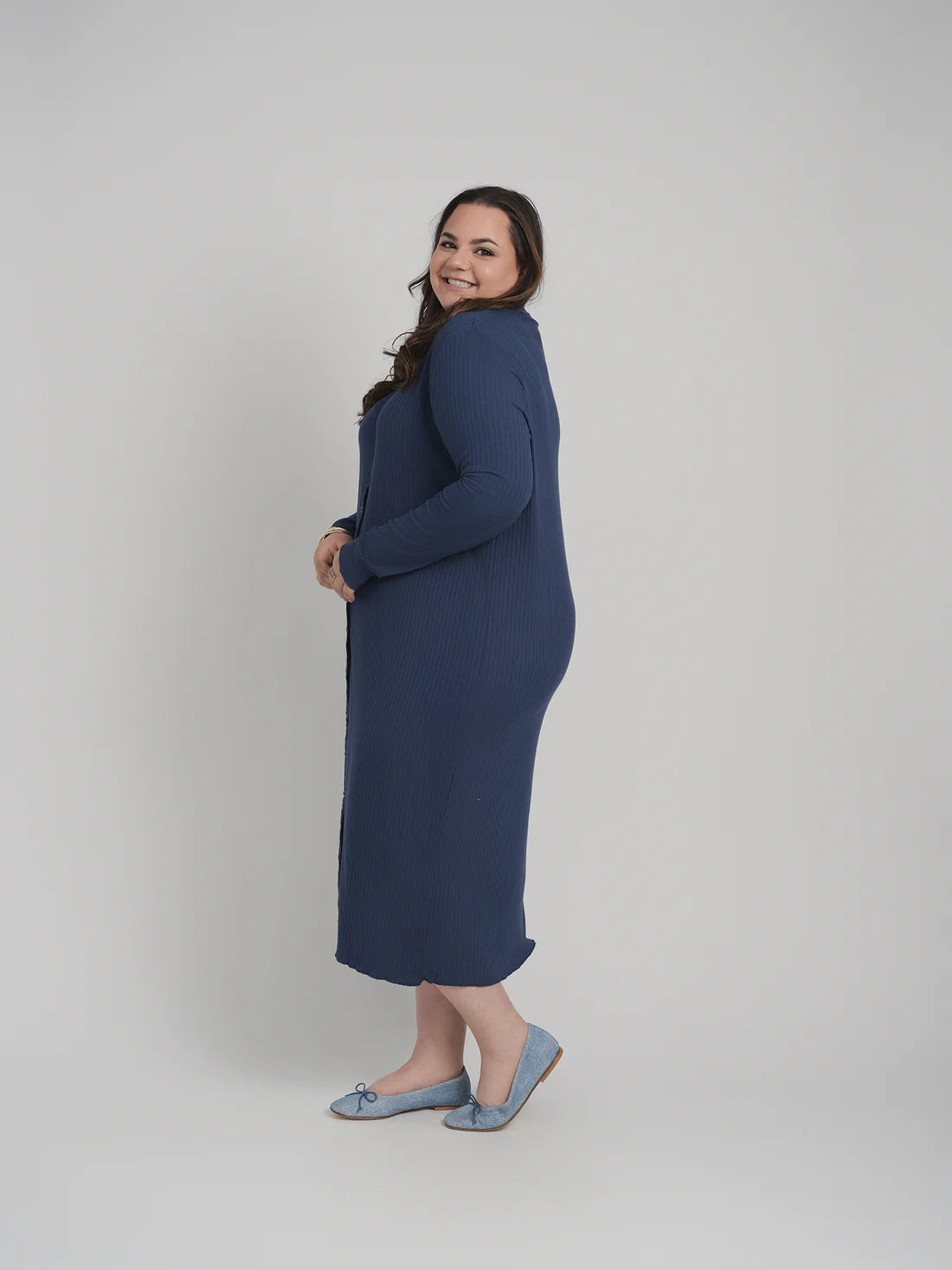 MAYAS - RIBBED BUTTON DOWN DRESS