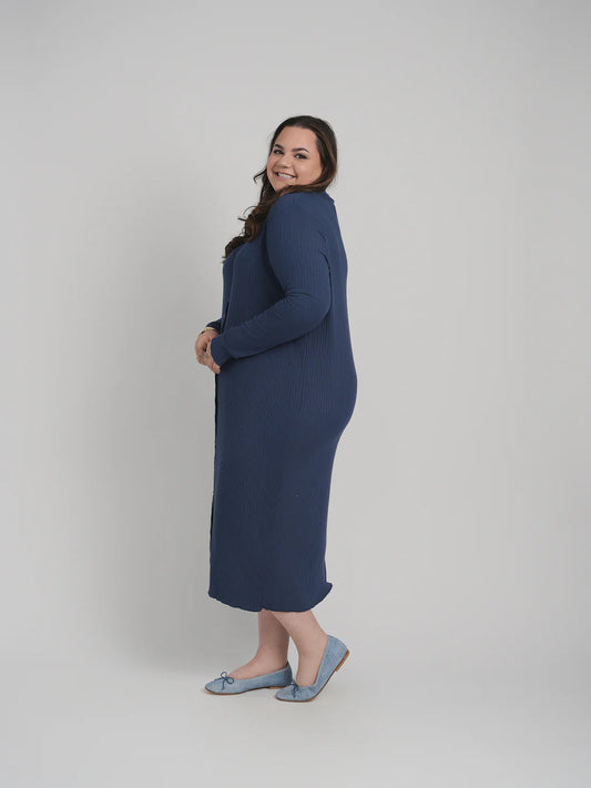 MAYAS - RIBBED BUTTON DOWN DRESS