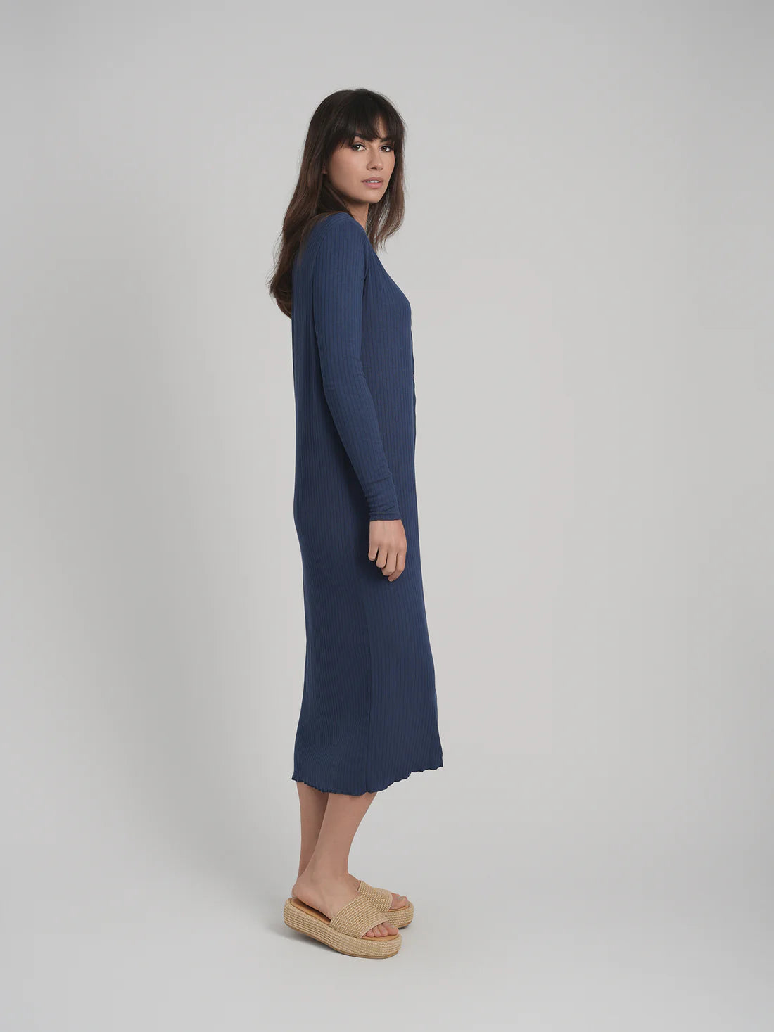 MAYAS - RIBBED BUTTON DOWN DRESS
