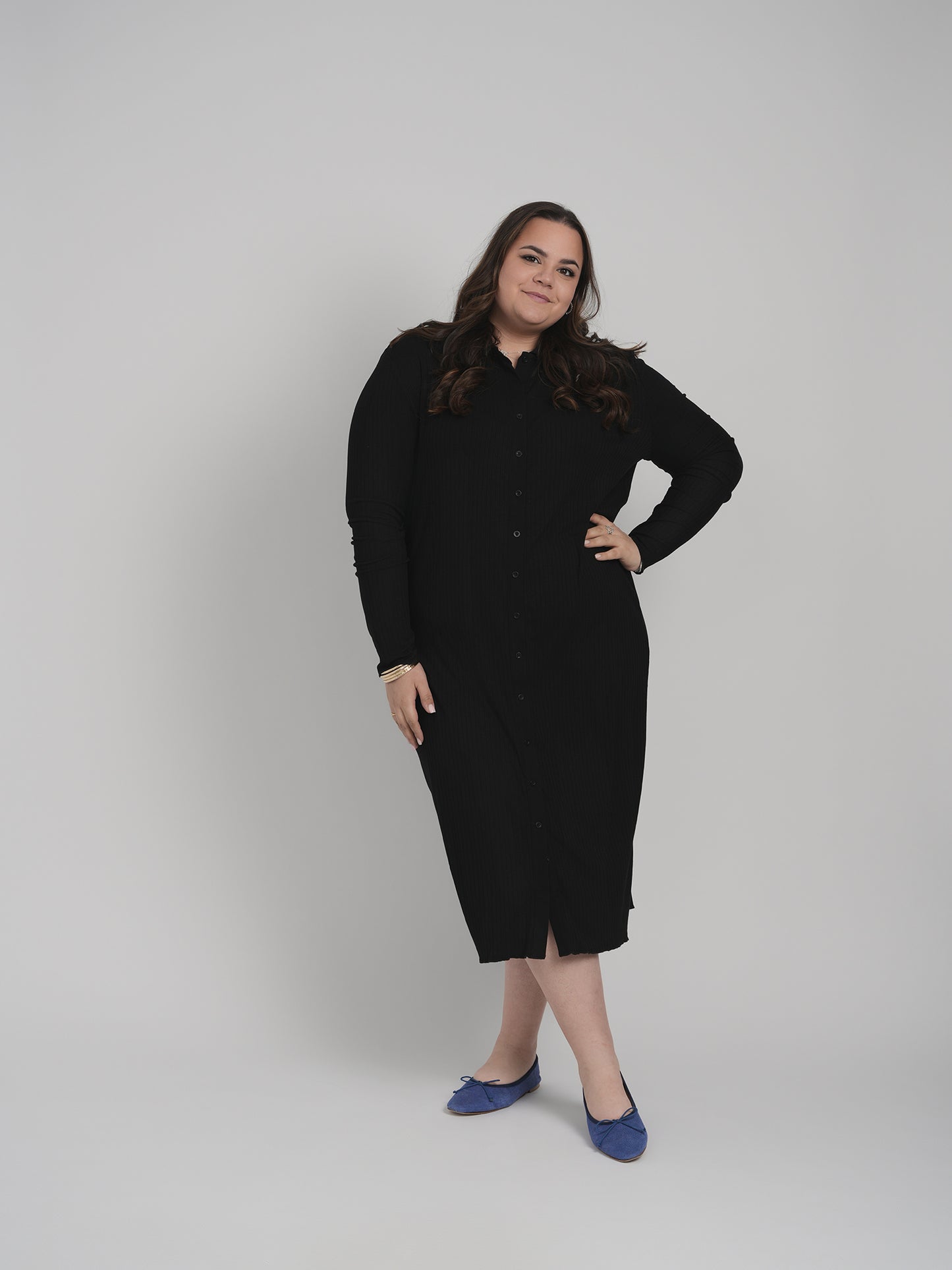 MAYAS - RIBBED BUTTON DOWN DRESS