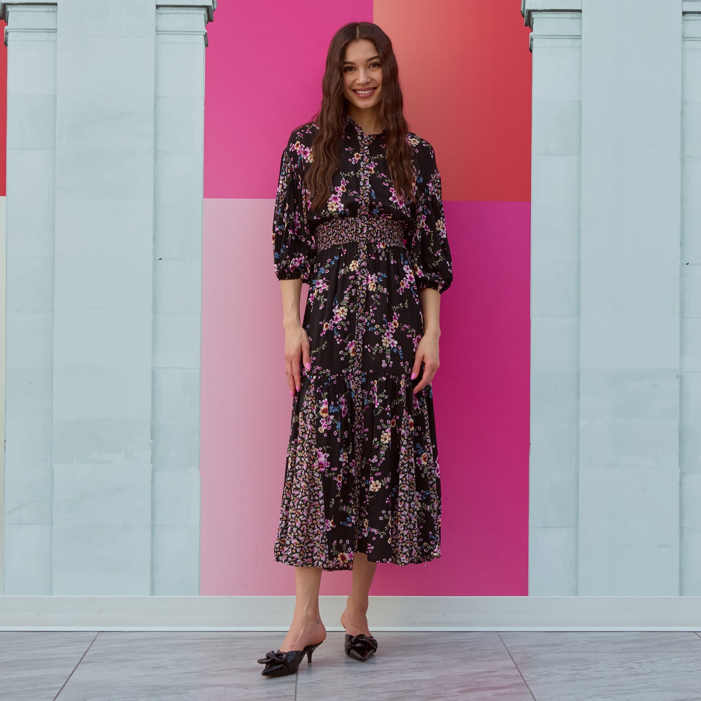 PAULA MAXI DRESS - BLACK FLORAL