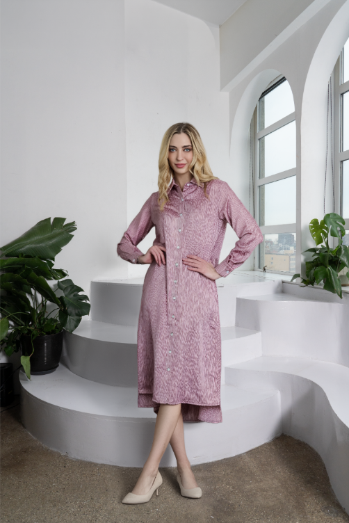 satin stripe dress Yumi Green Satin Striped Midi Dress With Pleats and Matching Belt
