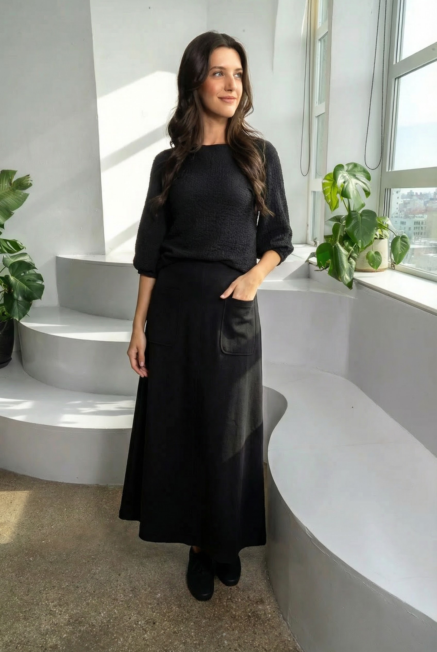 IVEE - MAXI BASIC SKIRT WITH POCKETS