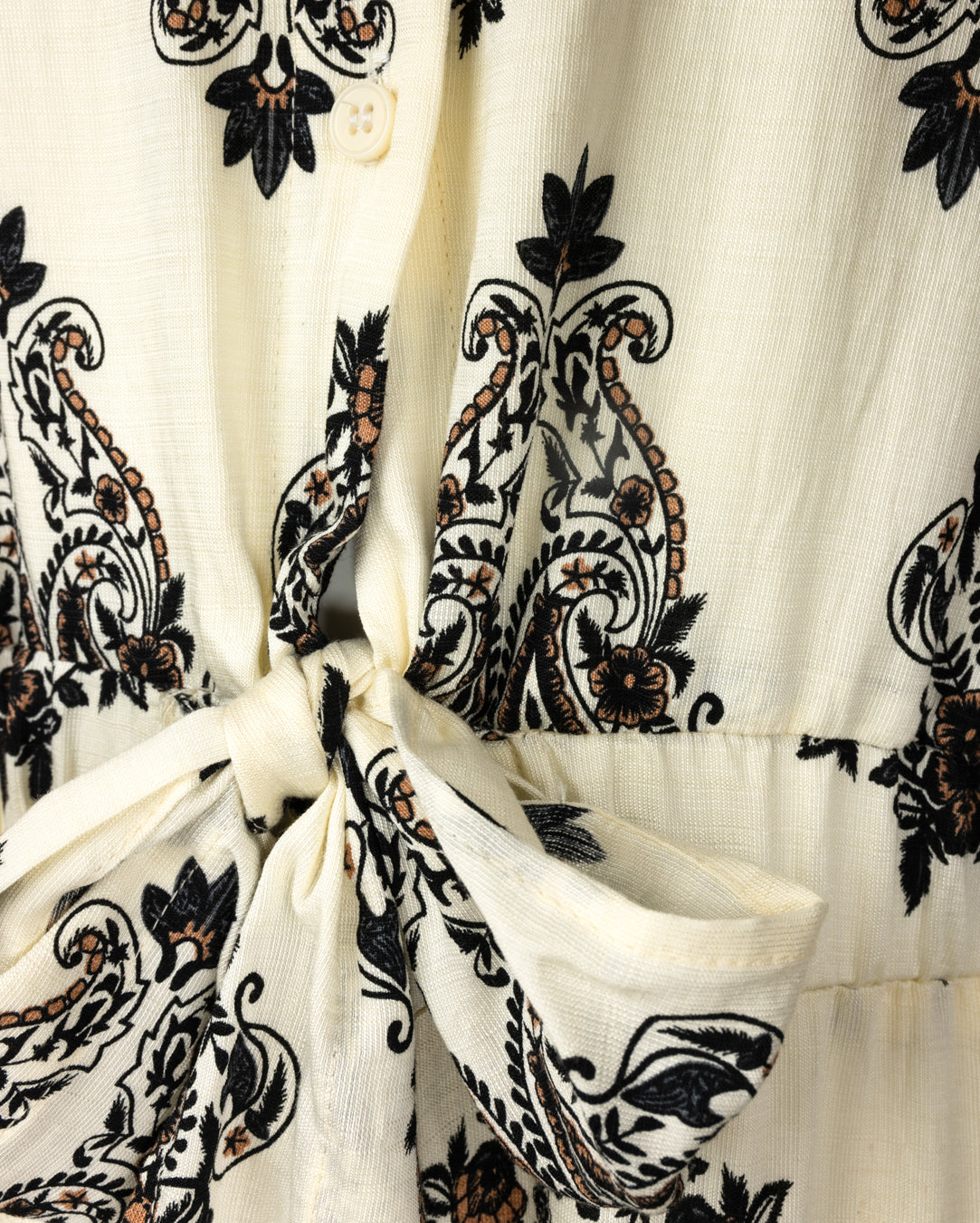 BEGONIA - PRINTED BOW WAIST COLLARED DRESS