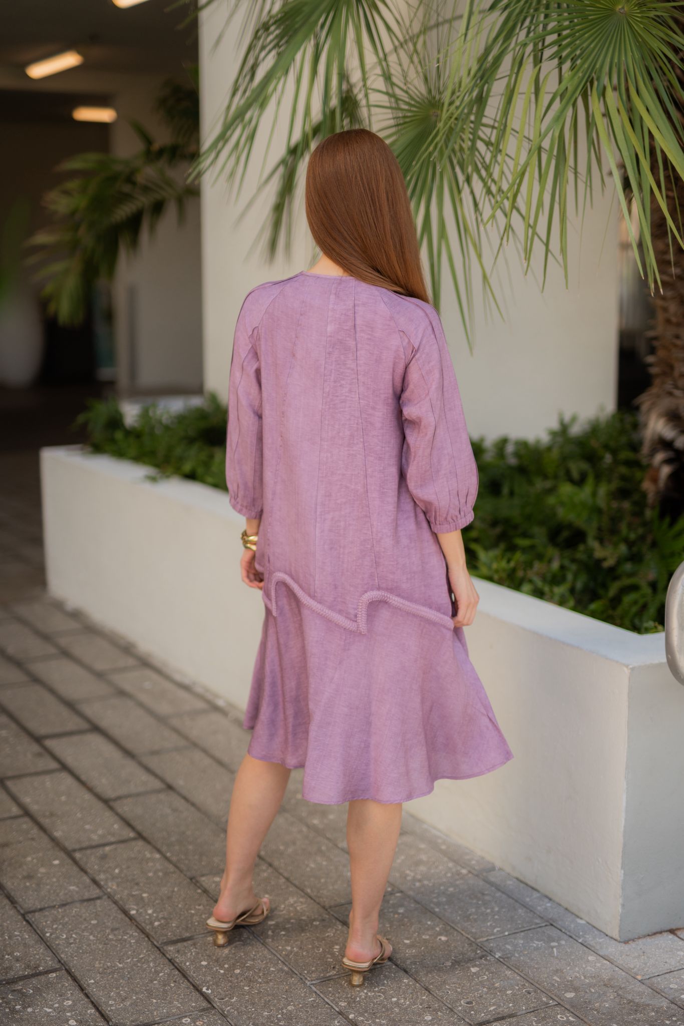 purple drawstring dress Drawstring Sleeveless Backless Purple Mini Dress