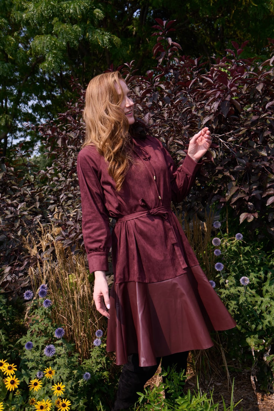 SEWLIP - SUEDE LEATHER COMBO DRESS